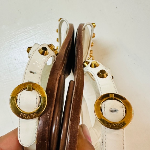 Patent Leather Studded Accents T-Strap Sandals Women's size 37 wears 7 - Picture 6 of 8